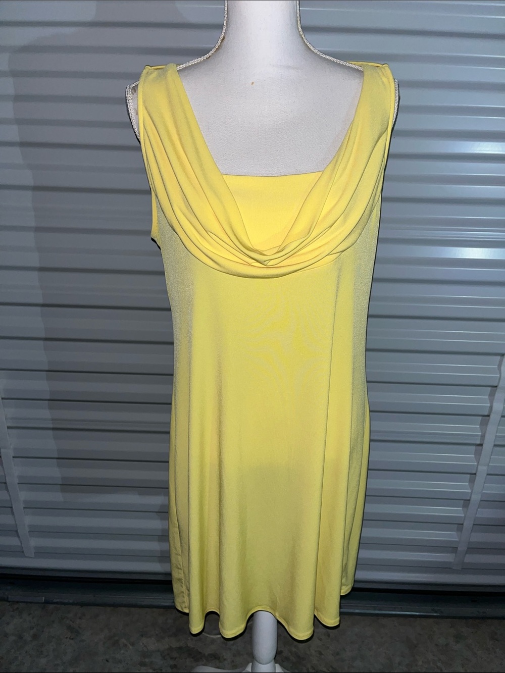 New York & Company Stretch Bright Yellow Cowl Neck Midi Dress